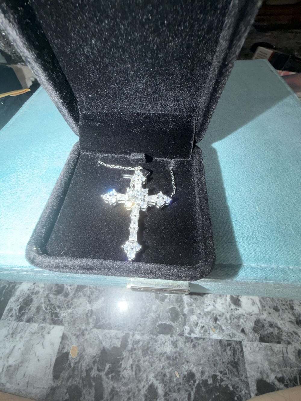 GRA Certified Moissanite Cross Pendant Necklace in Silver